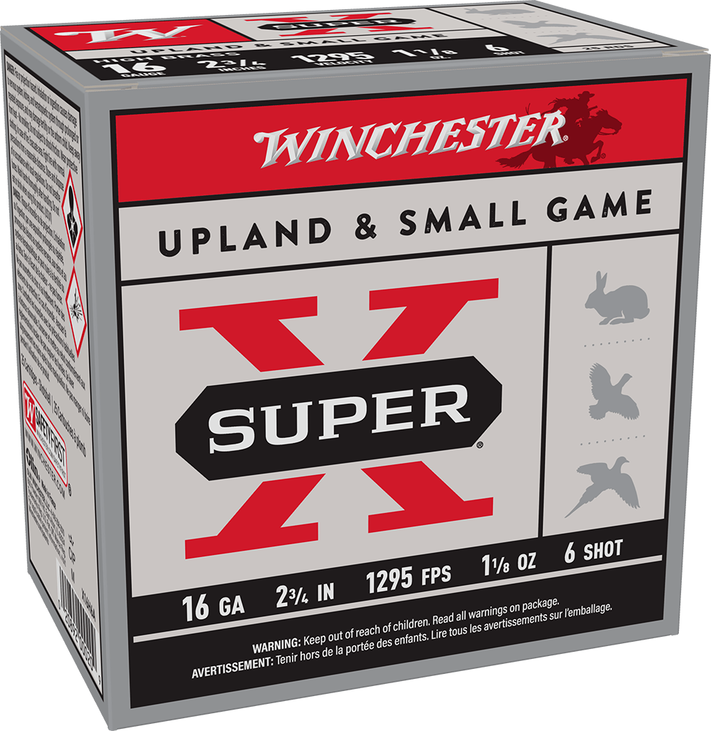 Winchester 16 GA 2-3/4" #6 SUPER-X UPLAND HB 1-1/8 OZ 25 Rounds
