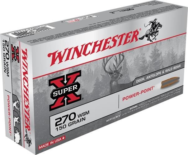 Winchester Super-X Centerfire Ammunition (20 Rounds) .270 WSM 150 Grain Power-Point Winchester Super-X Centerfire Ammunition (20 Rounds) .270 WSM 150 Grain Power-Point