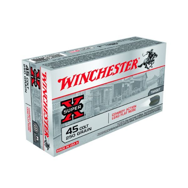 Winchester Super-X .45 Colt 250 Grain Cowboy Action Lead Flat Nose (50-Rounds) Winchester Super-X .45 Colt 250 Grain Cowboy Action Lead Flat Nose (50-Rounds)