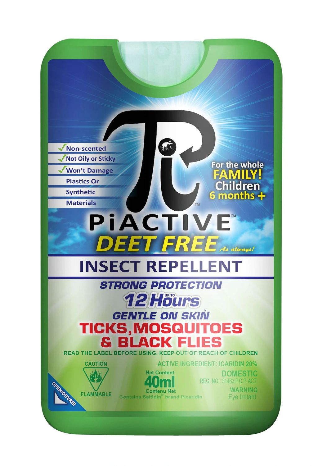 PiACTIVE Original 100% Deet Free 40ml Wallet Size