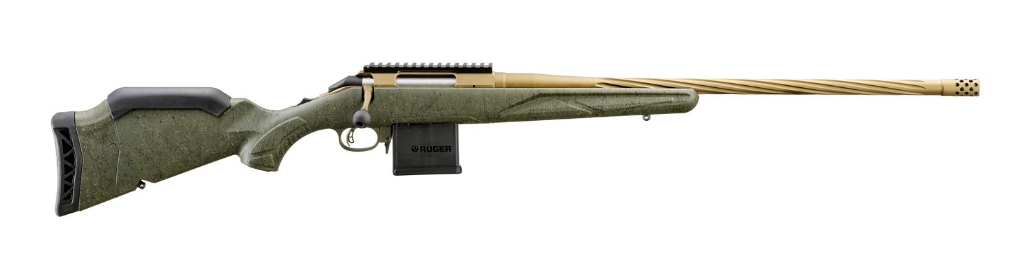 Ruger American Gen II Predator Bolt Action Rifle 204 Ruger 22 Ruger American Gen II Predator Bolt Action Rifle 204 Ruger 22" Burnt Bronze Barrel Green Splatter Stock