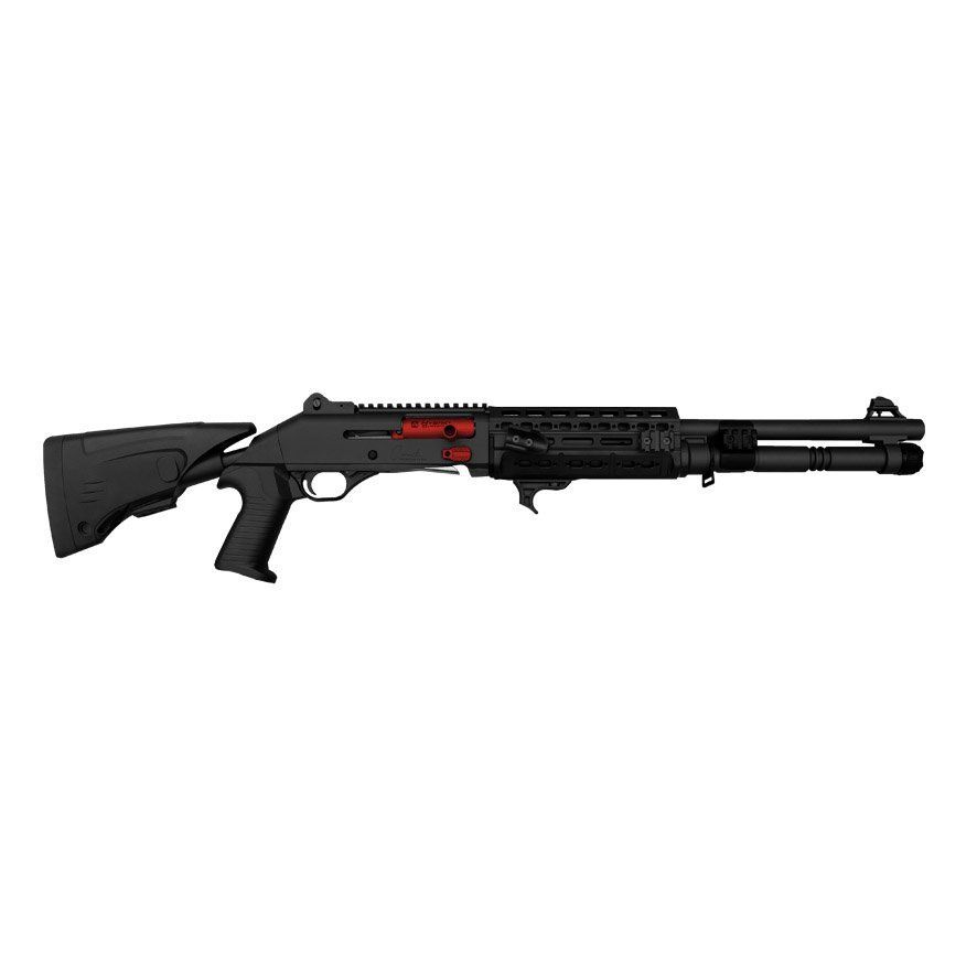 Canuck Elite TacOp Semi-Auto Shotgun, 12ga x 3”, 18.6” Barrel BLACK/RUBY RED CERAKOTE, Gold Bolt Canuck Elite TacOp Semi-Auto Shotgun, 12ga x 3”, 18.6” Barrel BLACK/RUBY RED CERAKOTE, Gold Bolt