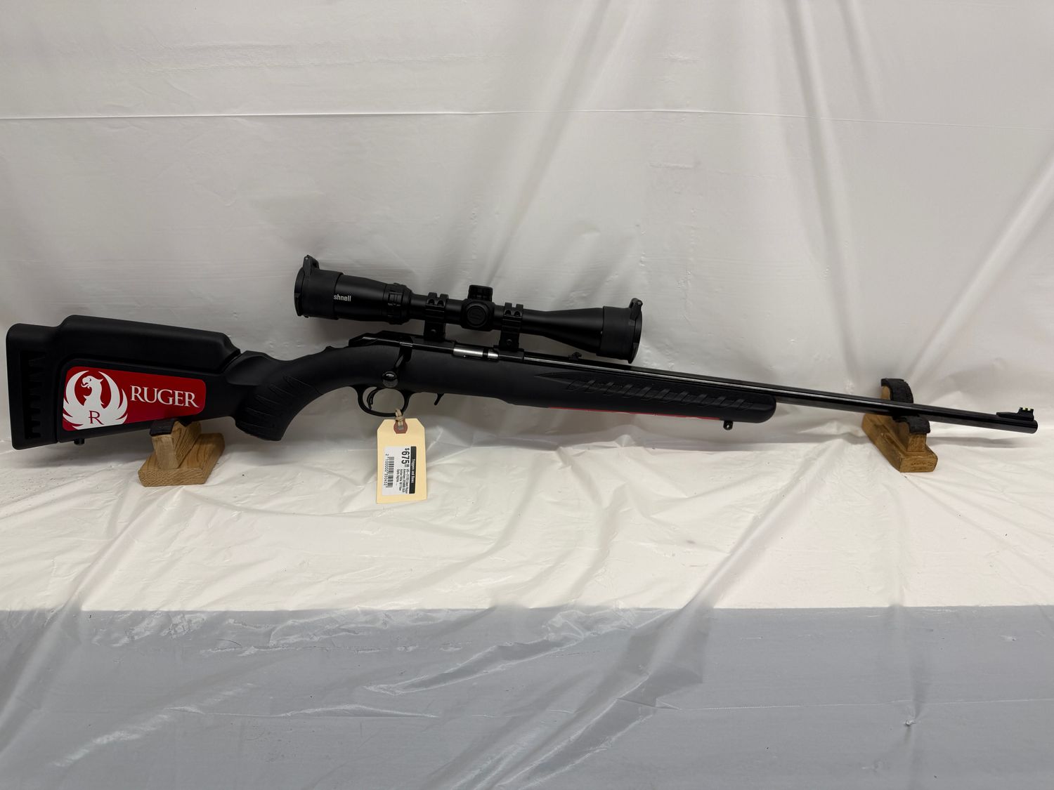UG-21723 Used Ruger American 22WMR Bolt Action Rifle, 22 UG-21723 Used Ruger American 22WMR Bolt Action Rifle, 22" Barrel W/ Fiber Optic Rifled Sights. Includes Illuminated Bushnell Banner 3-9x40 Scope W/ Vortex Flip Up Lense Covers - Mint/New Condition!