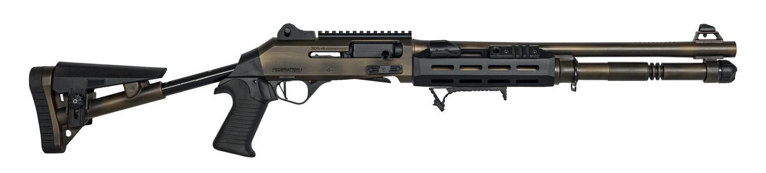 Federation Firearms SA-4 Competition Semi Auto 12ga 3" 18.7" Ported Barrel Distressed Bronze/OD Green