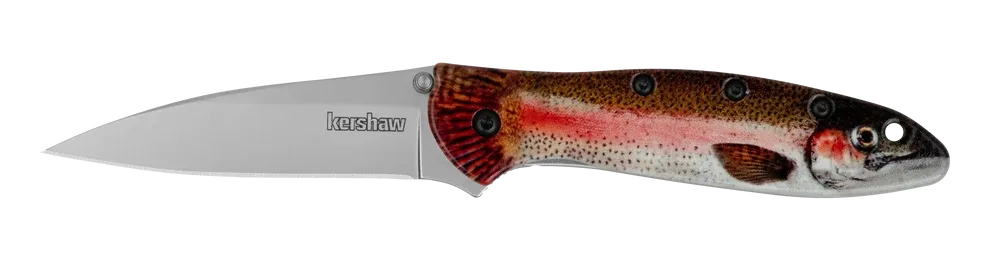 KERSHAW LEEK - ALUM RAINBOW TROUT/SIL folding lock blade pocket knife KERSHAW LEEK - ALUM RAINBOW TROUT/SIL folding lock blade pocket knife