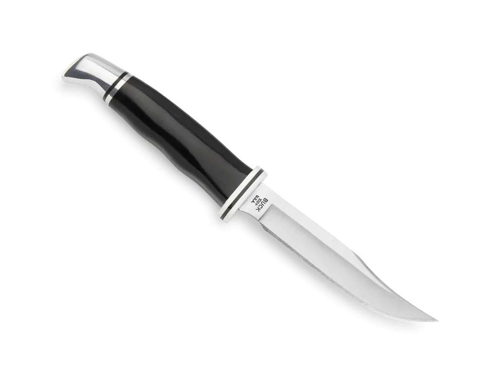 Buck Knives 102 Woodsman Fixed Blade Knife Black Phenolic Handle w/ Black Leather Sheath Buck Knives 102 Woodsman Fixed Blade Knife Black Phenolic Handle w/ Black Leather Sheath