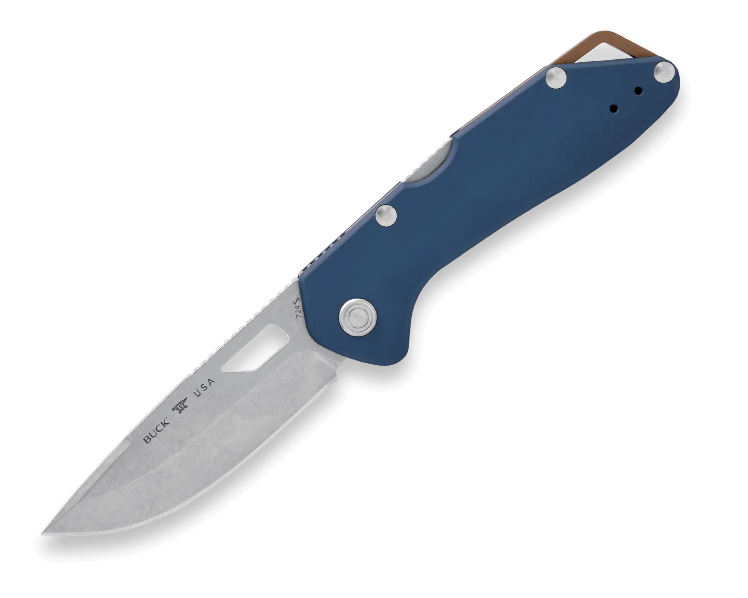 Buck Knives 724 Mustang Dark Blue Aluminum Handle Drop Point Blade Folding Knife Buck Knives 724 Mustang Dark Blue Aluminum Handle Drop Point Blade Folding Knife