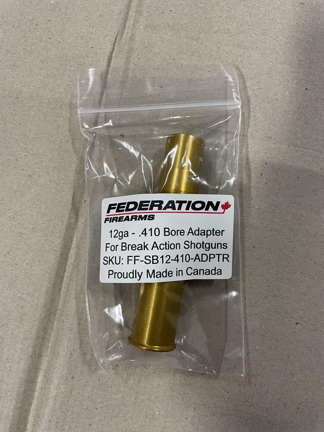 Federation Firearms 12ga to 410 Adapter for 12ga Single Shot (3 Federation Firearms 12ga to 410 Adapter for 12ga Single Shot (3" Only)