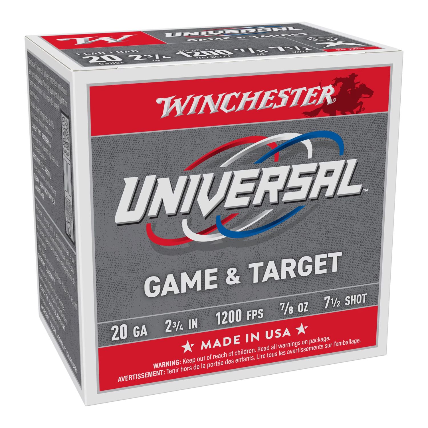 Winchester Universal Game & Target 20 Gauge 2 3/4" 7/8 oz #7.5 (100 Rounds)