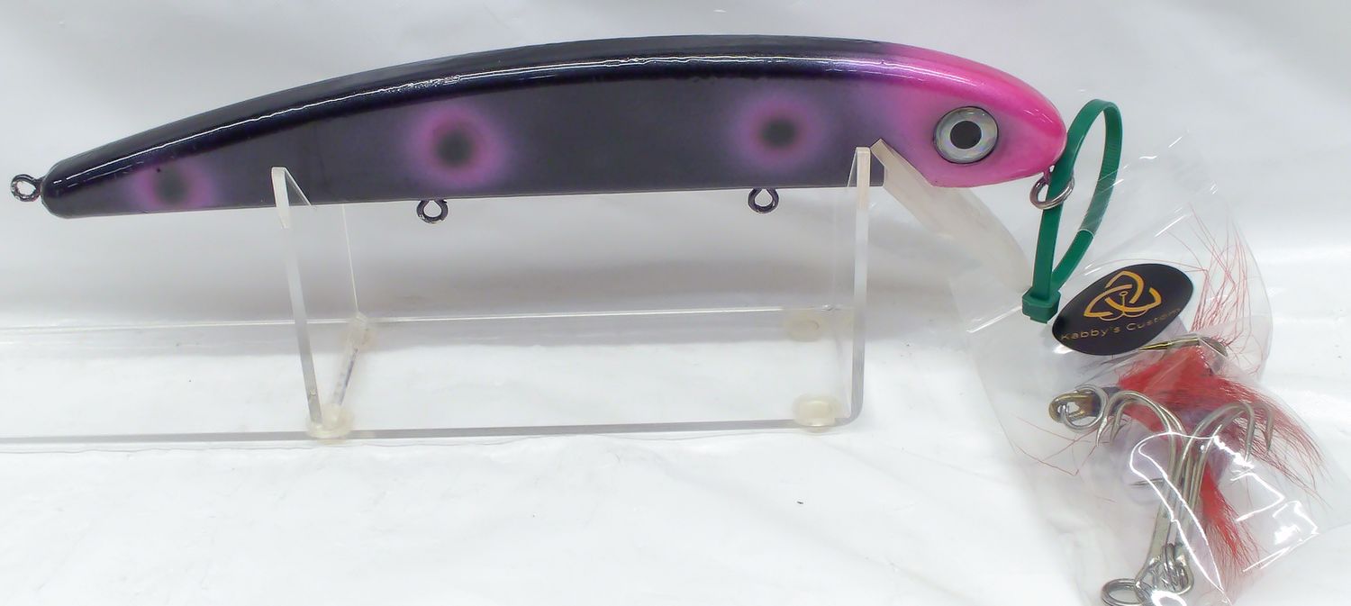 Kabby'S Custom Lures 10" Super Jake Musky Swim Bait, Color: Black Back Purple Belly