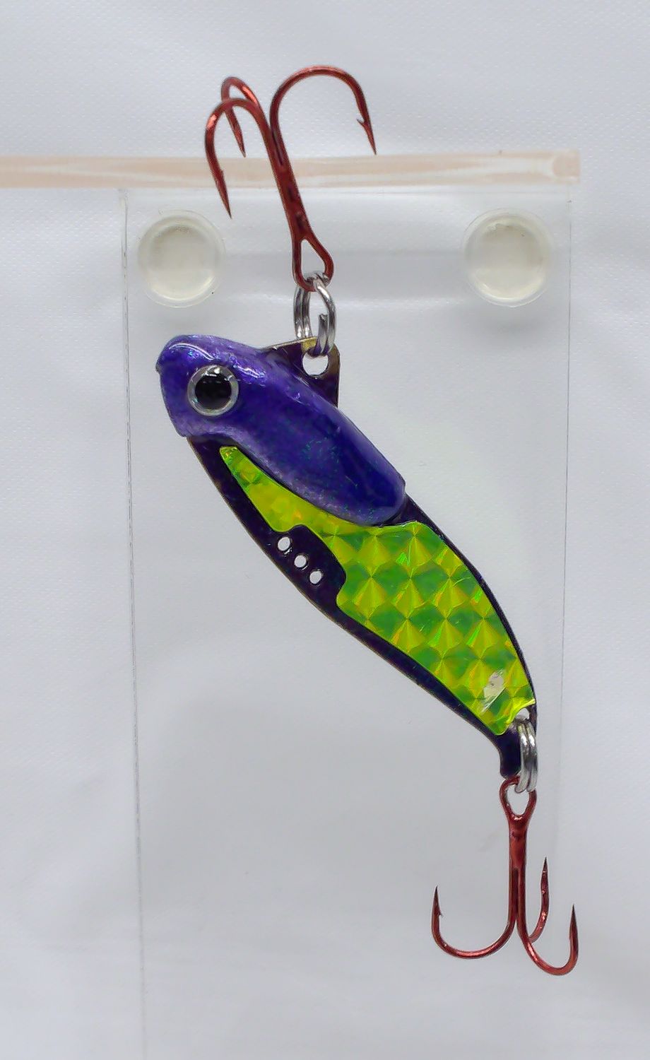 Kabby's Custom Lures Blade Bait 1oz, Color: Purple/Chartreuse