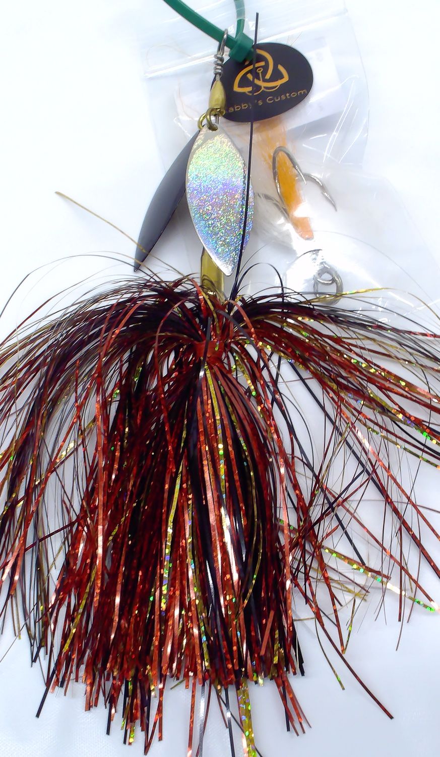 Kabby's Custom Lures Musky/Pike Inline Spinner Double Blade, Color: Red/Gold/Black