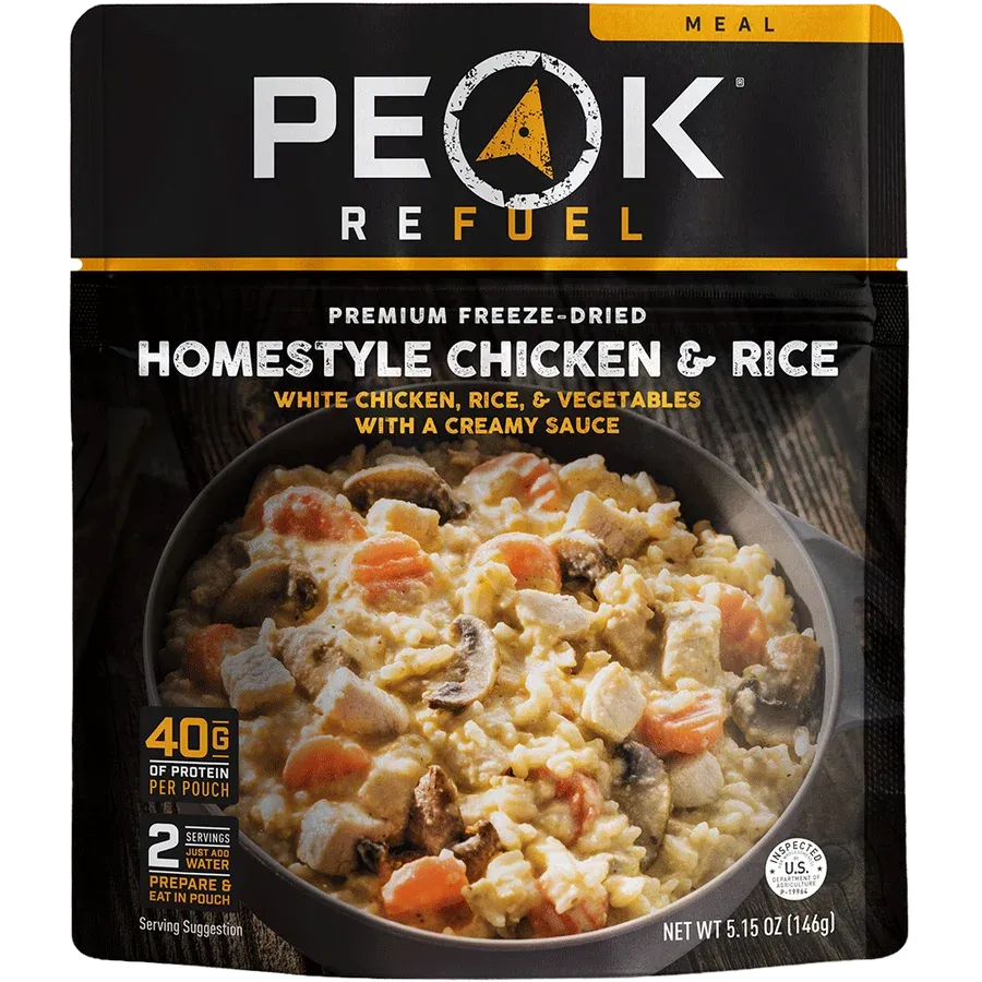 Peak Refuel Pouch Premium Freeze-Dried Meals Homestyle Chicken & Rice Peak Refuel Pouch Premium Freeze-Dried Meals Homestyle Chicken & Rice