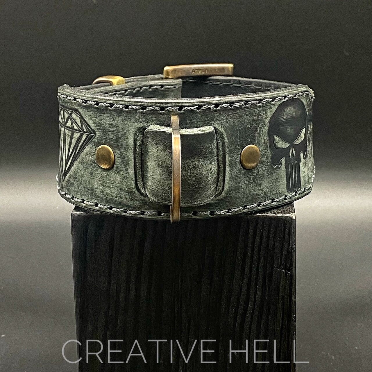 Hundehalsband mit Wunschnamen und Wunschzeichen in Erebos Grey