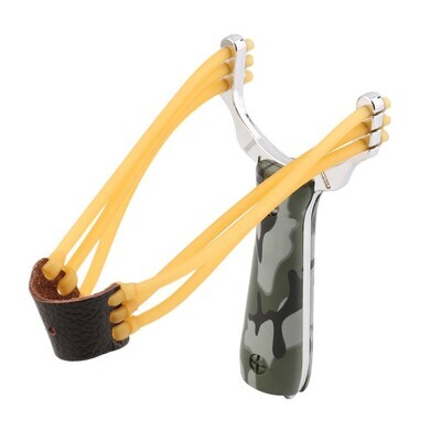 Outdoor Survival Stahl Zwille Steinschleuder  Slingshot Schießen Stahlkugeln Camouflage