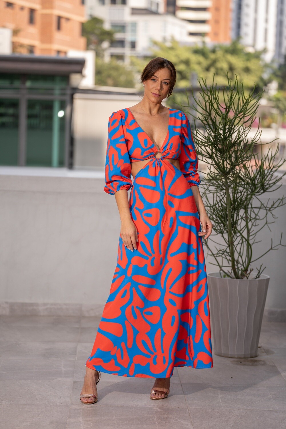 Vestido Anaí print naranja
