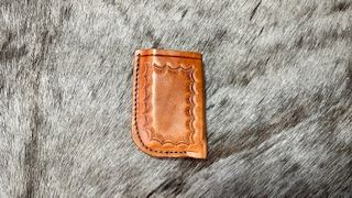 Verticle Strip Pouch 38 Border Stamped Tan
