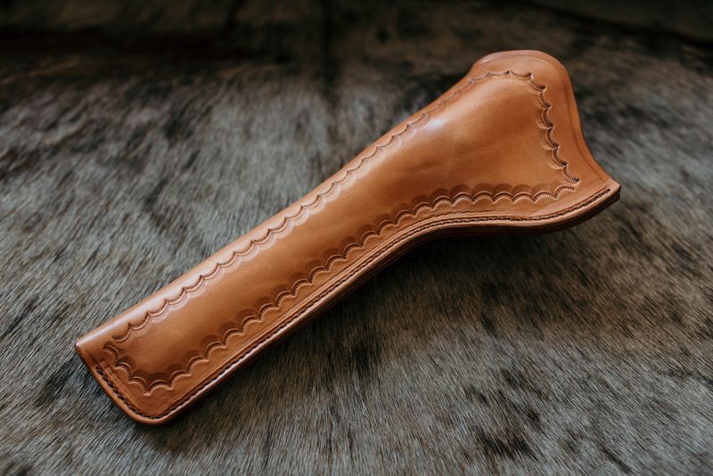 Eldorado 8" KORTH or COLT PYTHON LH Tan Dual Angle Border Stamped