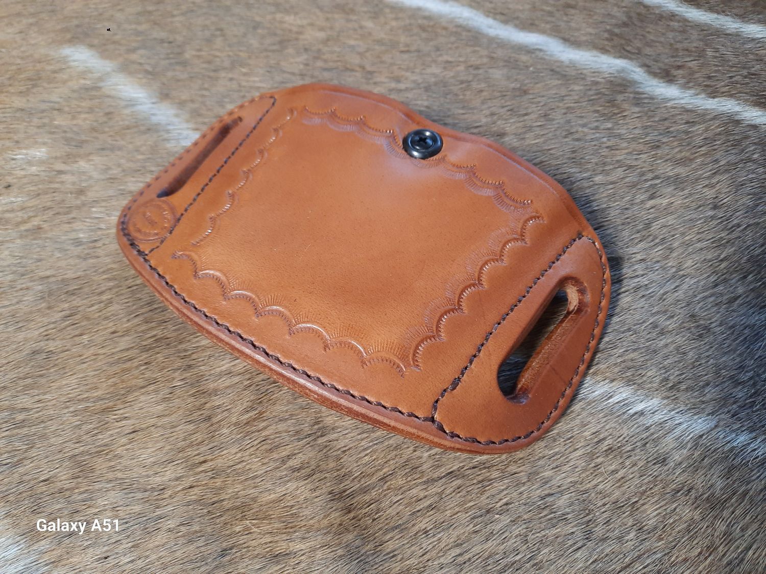 Double CID Mag Pouch w/border stamping fits single stack .45