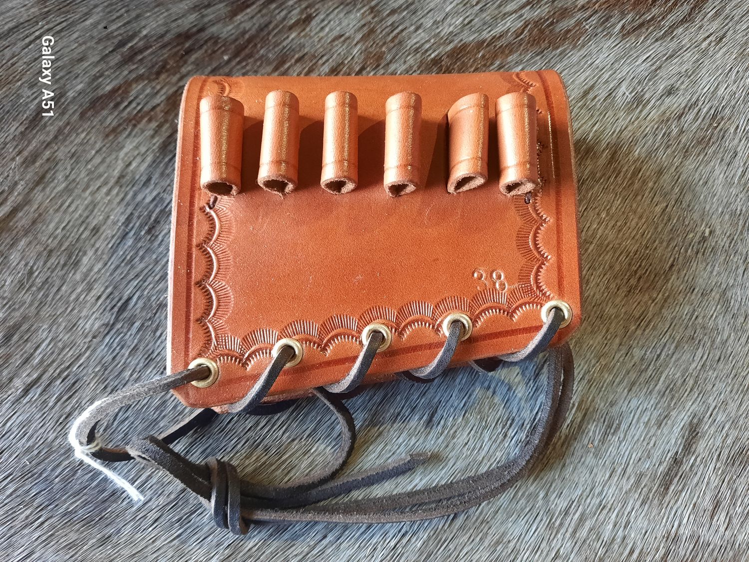 Cartridge Cuff fits .38 X 6, Border Stamped, RH, Tan