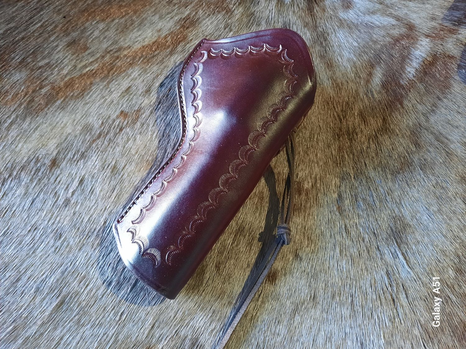 El Dorado fits New Model Blackhawk 4 5/8", RH, Thong, Border Stamped, Oxblood