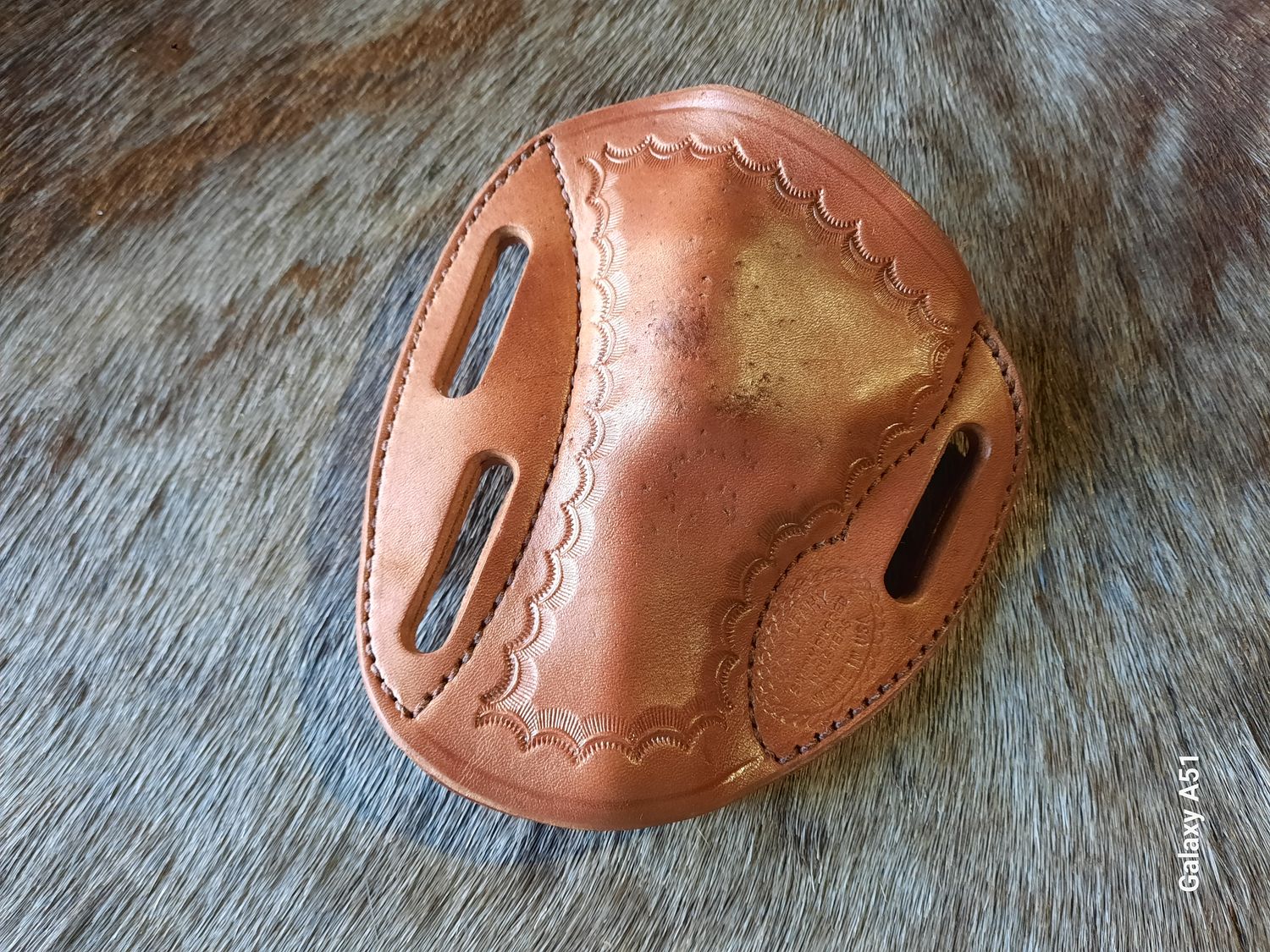 Silver Dollar fits Ruger SP101 3", LEFT HAND, Border stamped, Tan