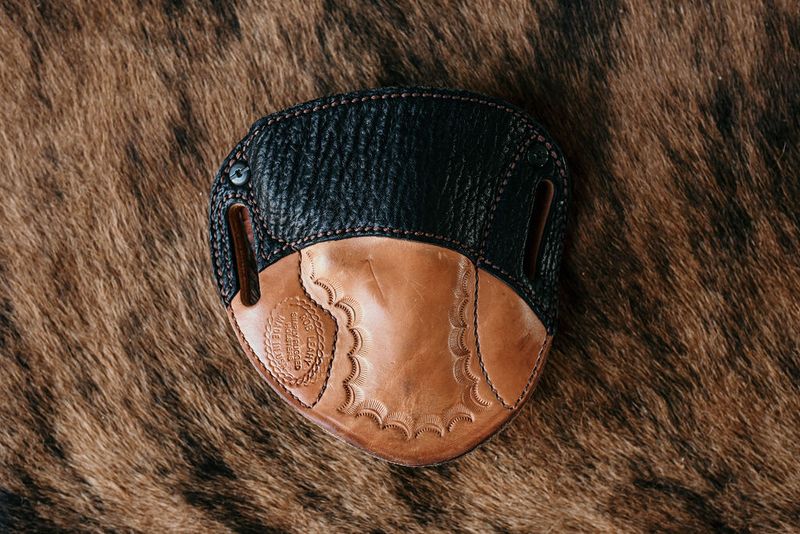 Surf and Turf 3K Black Shark over tooled Hermann Oak leather