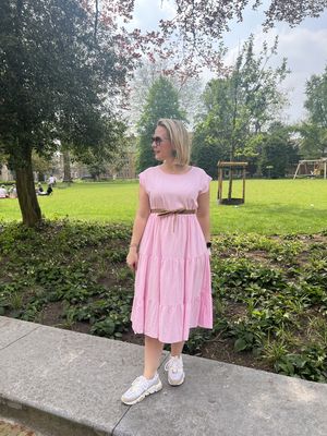 Halflange jurk roze