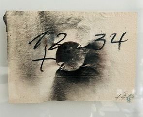 Tàpies. Painting on paper 36 × 38 cm.