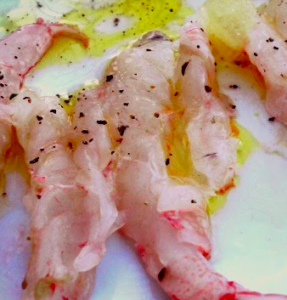 Scampi crudi all&#39;olio e limone