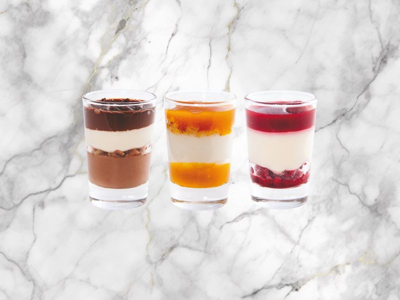 Assortiment van 3 zoete dessertglaasjes