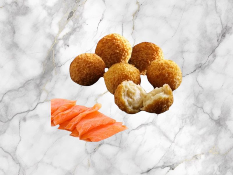 Mini gerookte zalmkroketjes ( 10 stuks )