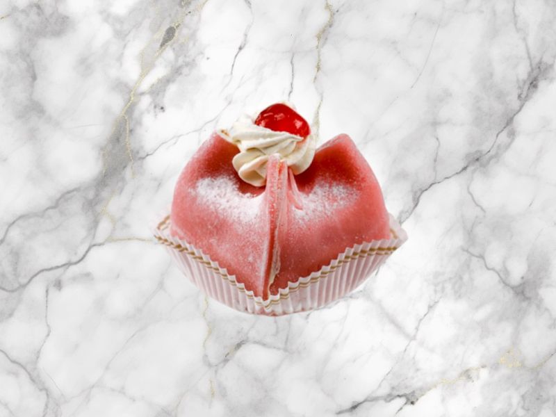 Biscuitblokje roze marsepein