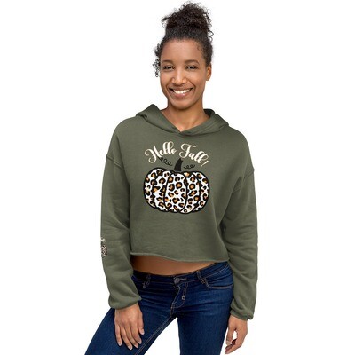 Crop Hoodie Embroidered Hello Pumpkin, and a bonus small embroidered Pumpkin on the Right Sleeve