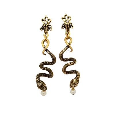 Orecchini serpenti a spirale con perla