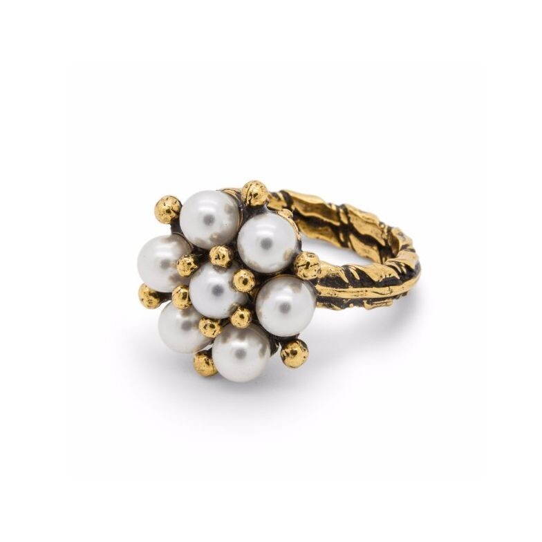 Anello fiore perle