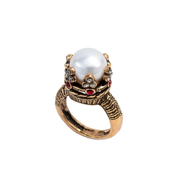 Anello corona perla