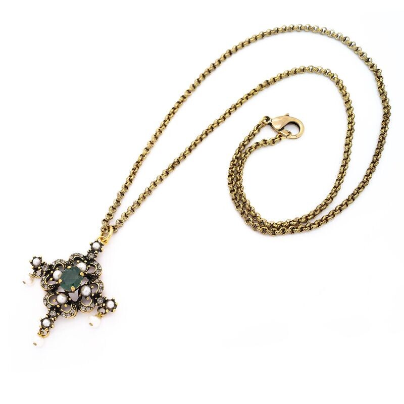 Collana croce smeraldo