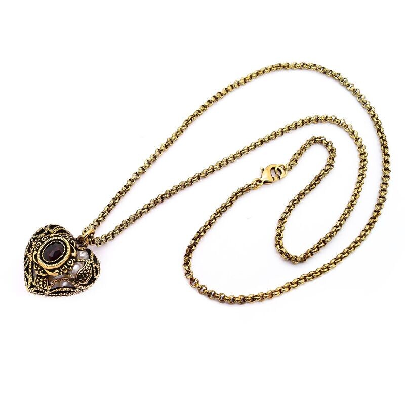 Collana cuore, perle e granato