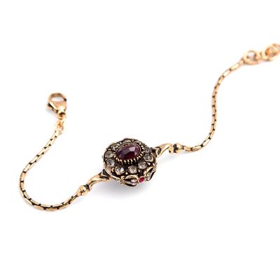 Bracciale granato e cristalli