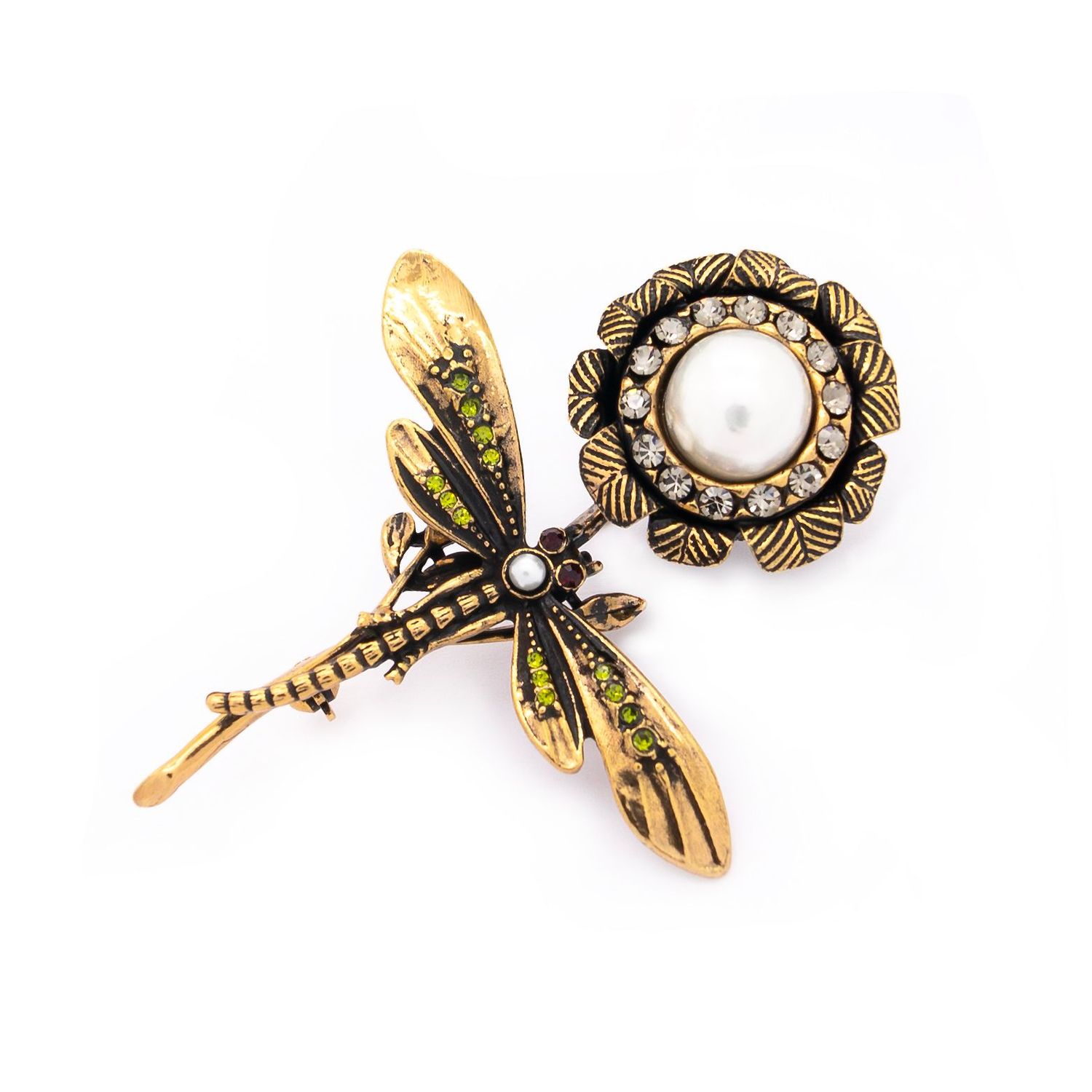 Spilla libellula con fiore