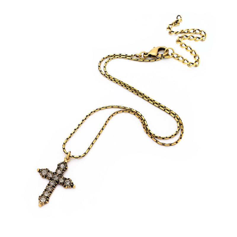 Collana piccola croce con cristalli