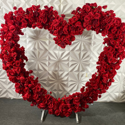 RED ROSES HEART FLOWER WALL