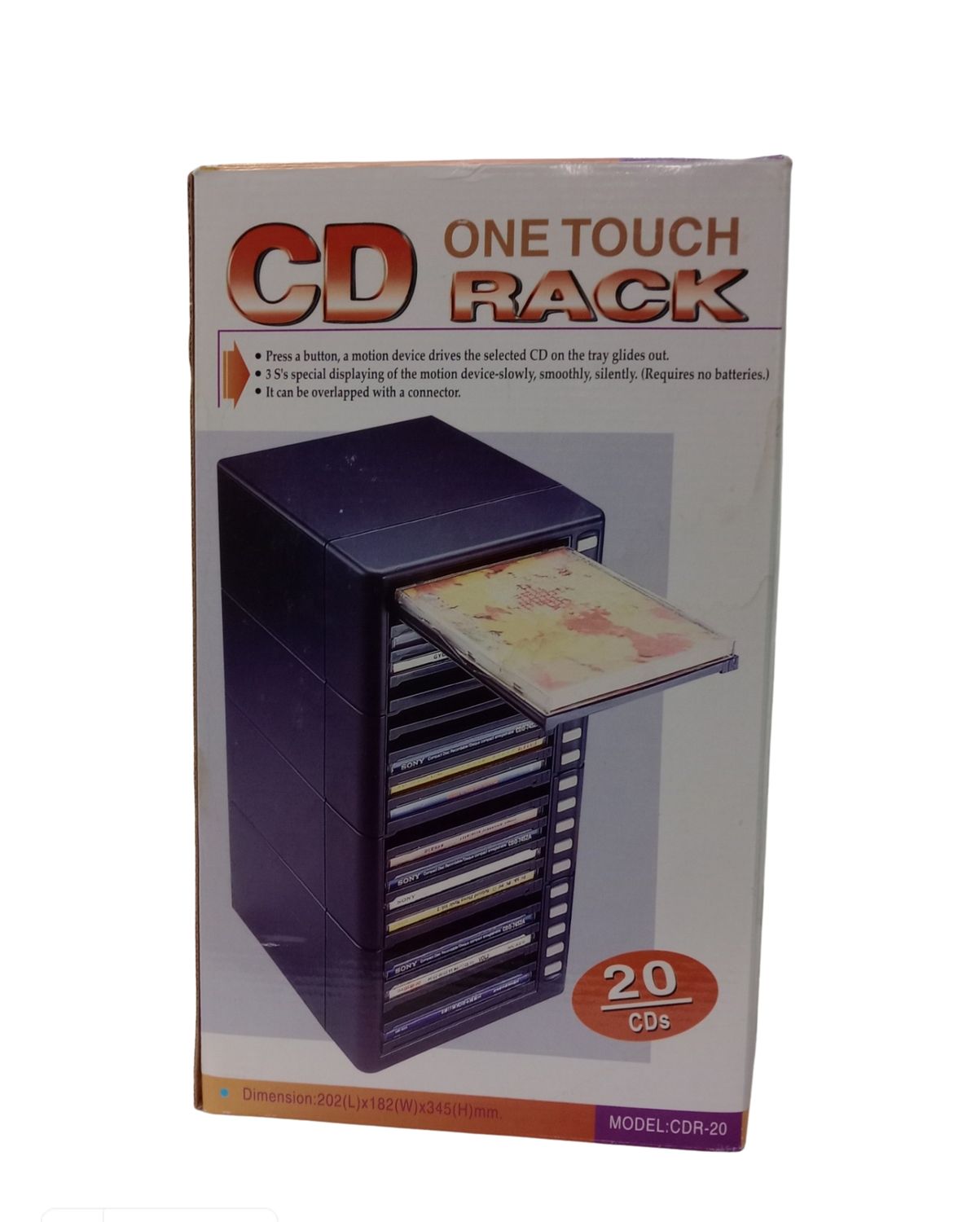 CD One Touch Rack – Automatic CD Storage Organizer (Holds 20 CDs)
