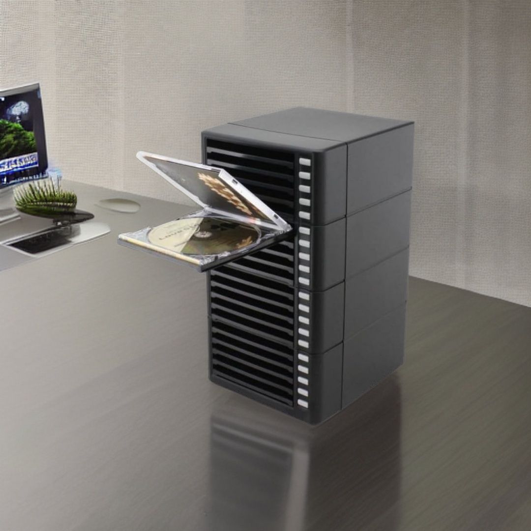 CD One Touch Rack – Automatic CD Storage Organizer (Holds 20 CDs)