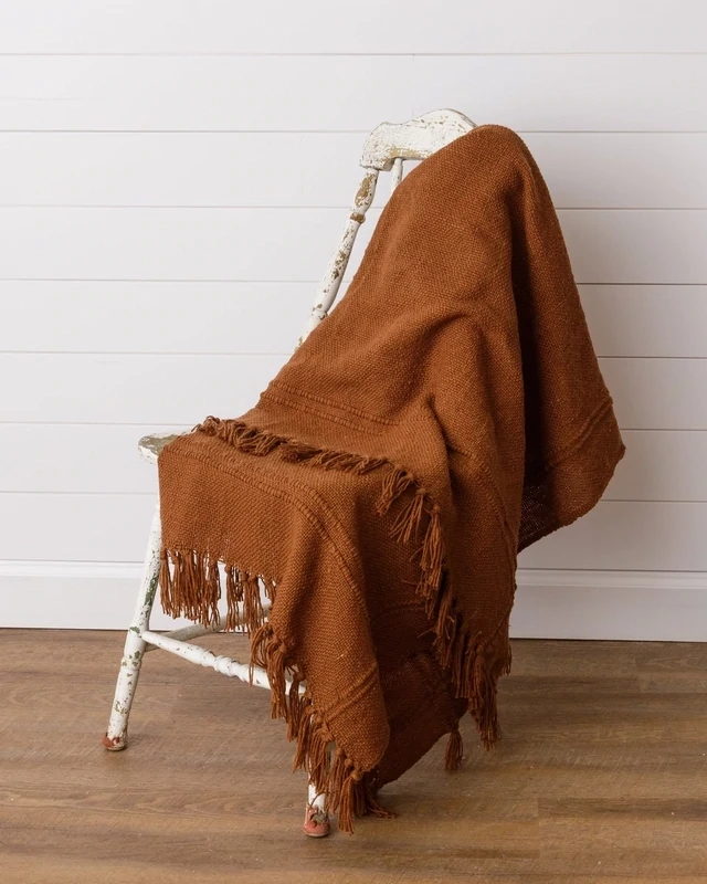 Cinnamon Throw Blanket with Tassels