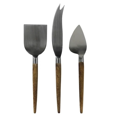 Cheese Tools Set of 3 Wood &amp; Stainless