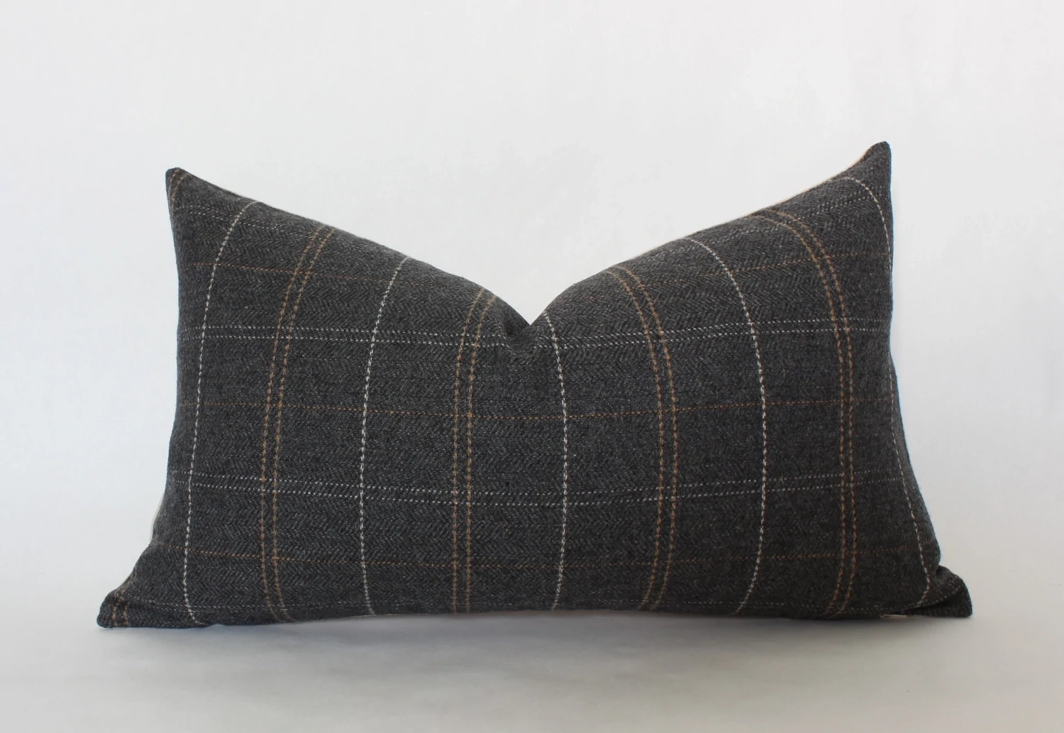 Blue Plaid Lumbar Pillow 14x36