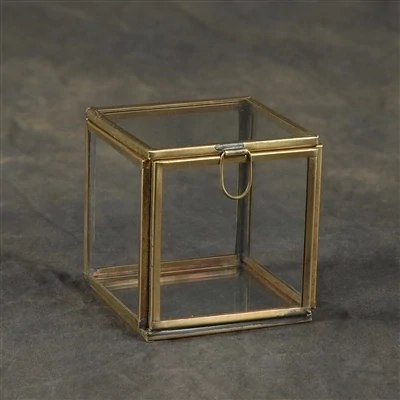 Demi Leaded Glass Box Small Brass