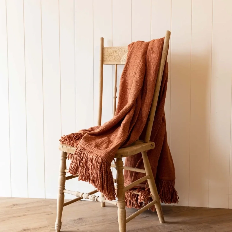 Hand Woven Mattie Blanket Rust